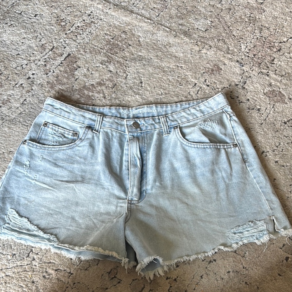 Light Blue Distressed Denim Shorts